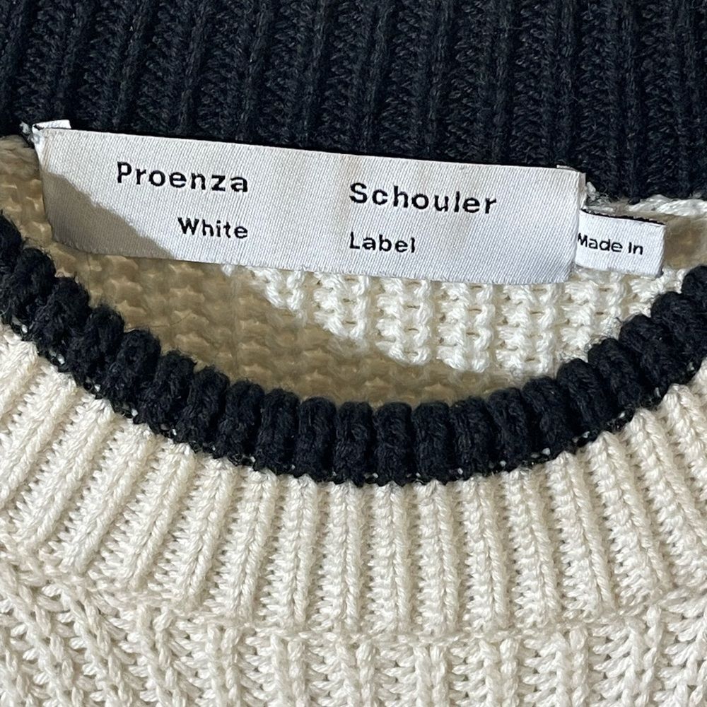 Proenza Schouler Black and White Striped Crewneck Sweater - Picture 3 of 6
